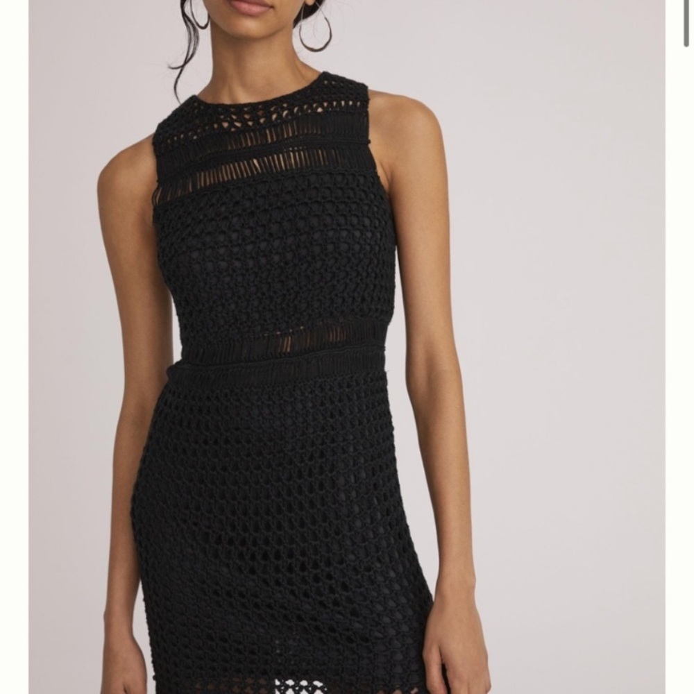 Anthropologie Line & Dot Black Crochet Mini Dress